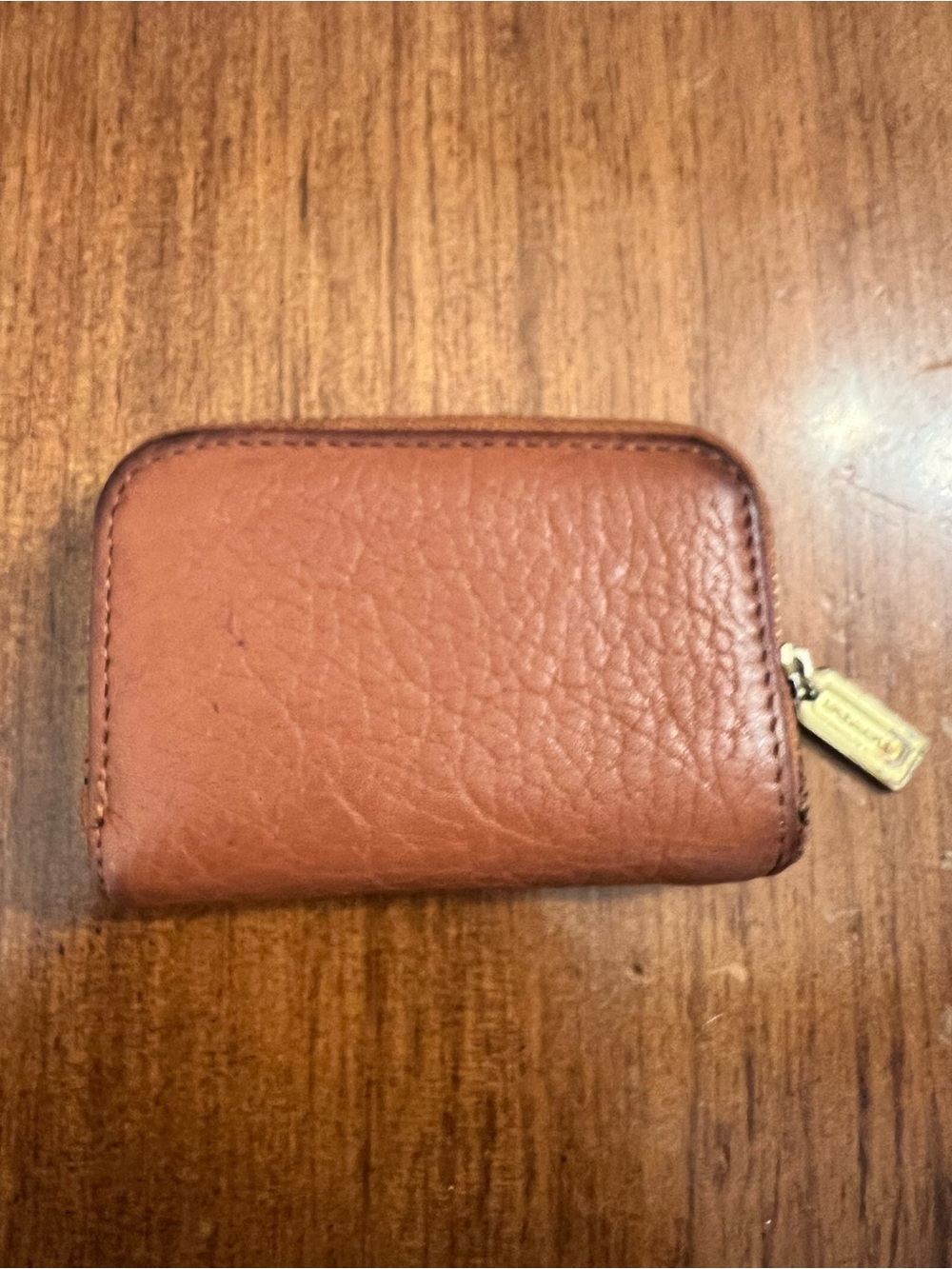 Coach Tan Pebbled Leather Zip Card Holder